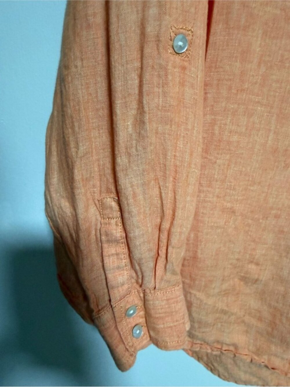 Sigrid Olsen 100% Linen Button Front Shirt Peach Orange Plus Size 2X - Picture 7 of 9